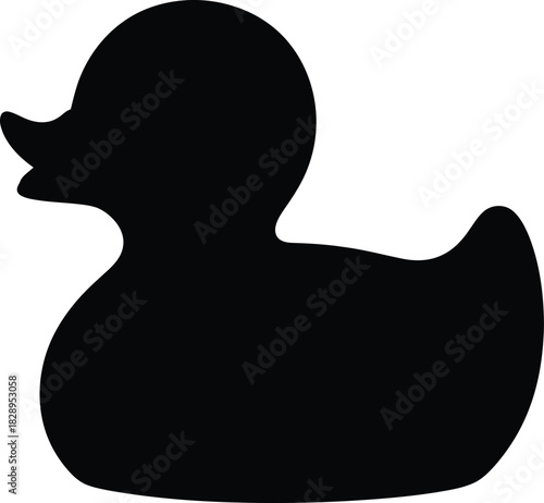 Black rubber duck silhouette on white background simple clean design for various creative projects and designs vector illustration isolated