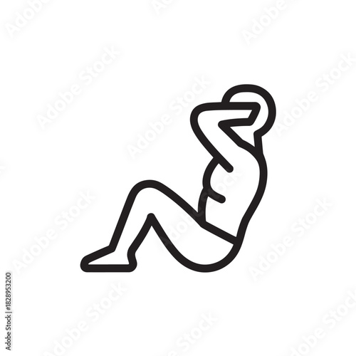 Sit-up exercise icon simple line vector illustration of abdominal workout isolated on white background