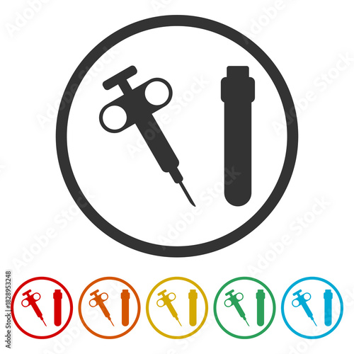 Biopsy icon. Set icons in color circle buttons