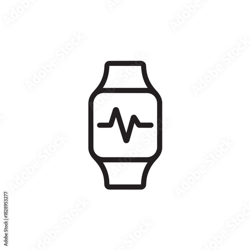 Smartwatch with heartbeat line icon simple flat vector design element for health and fitness apps isolated on white background