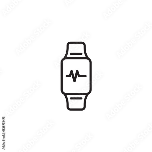 Smartwatch line icon with heart rate simple vector illustration for health and fitness applications isolated on white background