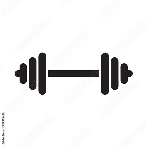 Barbell icon simple flat vector glyph isolated on white background for gym and fitness applications