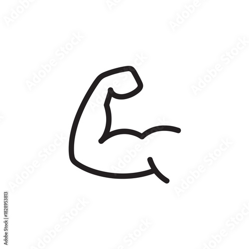 Biceps muscle line icon simple vector illustration of arm strength isolated on white background