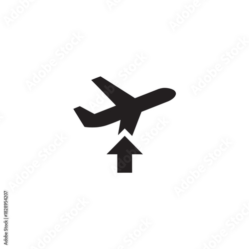 Airplane takeoff icon simple flat vector glyph for travel and transportation isolated on white background