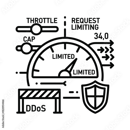 Line icon representing request limiting, throttling, and ddos protection