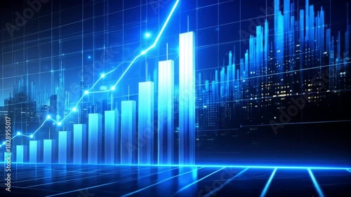 Wallpaper Mural Financial Growth Chart Over Cityscape Background Torontodigital.ca