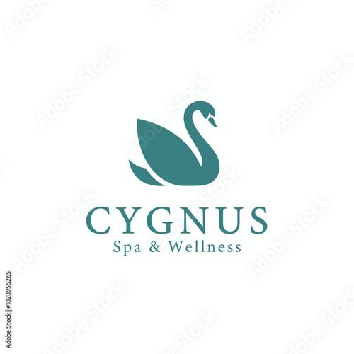 Elegant swan logo symbolizing tranquility and luxury, representing Cygnus Spa & Wellness with clean lines and a calming aesthetic for a soothing brand identity.