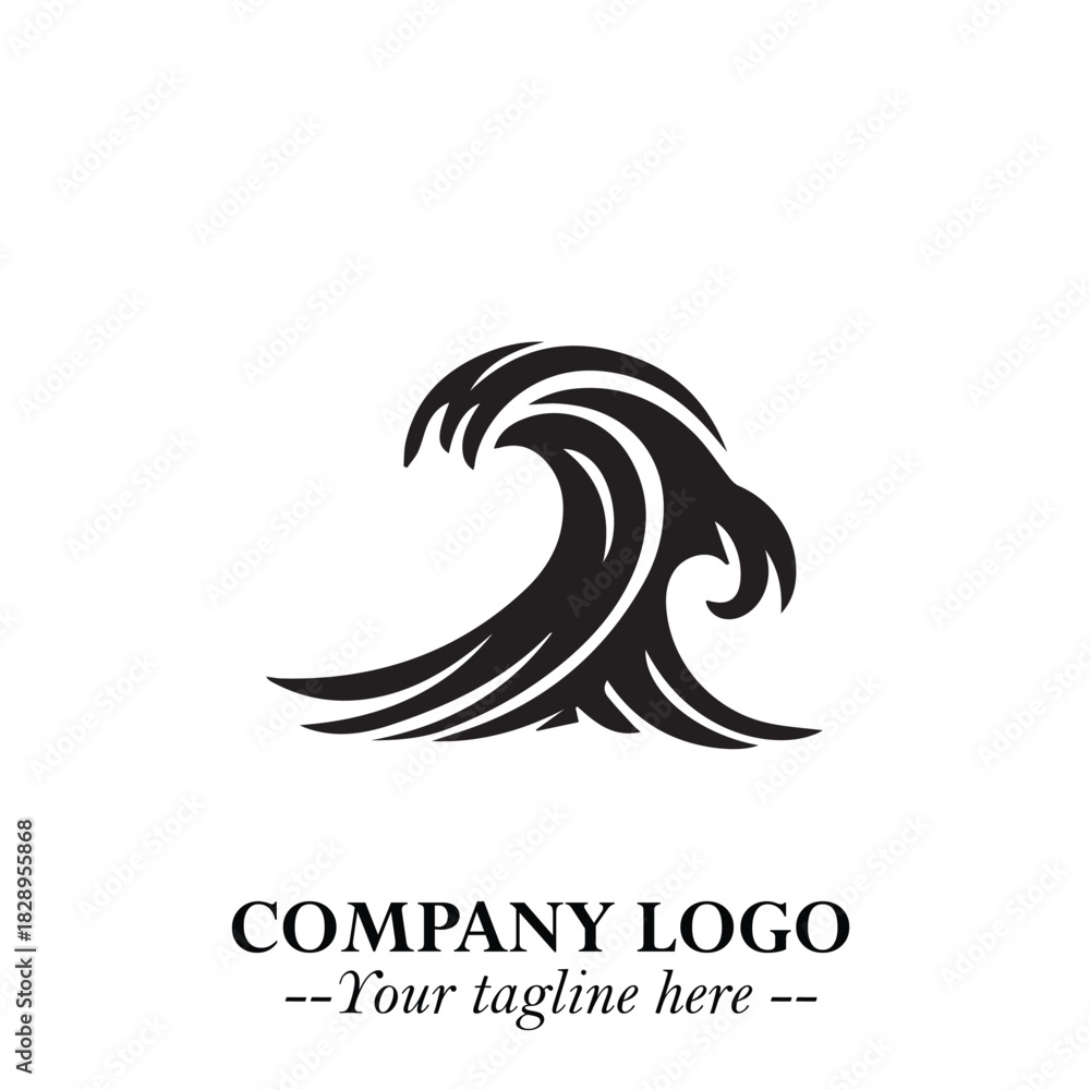 Fototapeta premium Elegant Black Wave Logo Symbol on a Clean White Background for Modern Minimalist Branding Design Art