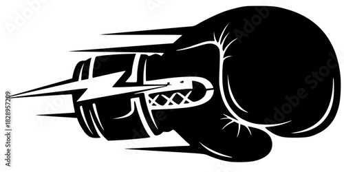 Minimal Boxing Glove Lightning Logo Vector