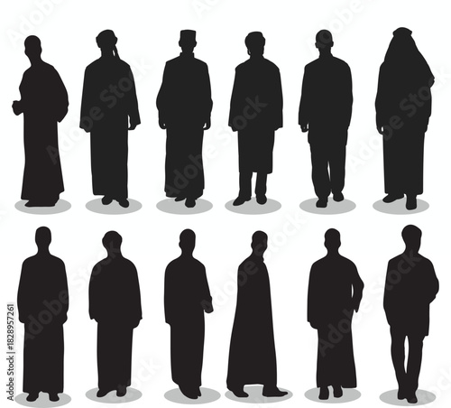 Silhouettes of Men in Traditional Middle Eastern Dress
