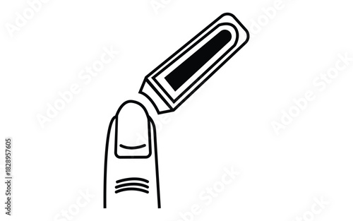 Minimal nail polish brush icon showing tilted applicator for beauty care styling