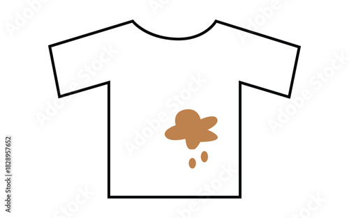 Simple outline t-shirt icon featuring a small stain mark indicating laundry accident