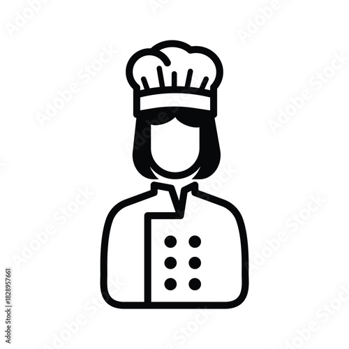 Outline Female Chef Illustration Vector Icon for Culinary Design
