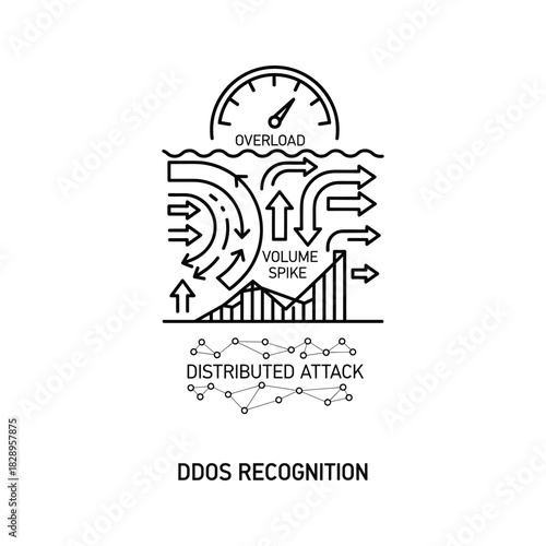 Ddos attack recognition and network traffic overload concept illustration, isolated on