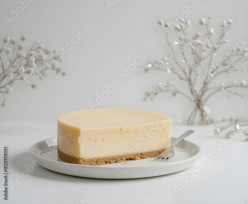 Cheesecake with white color background.