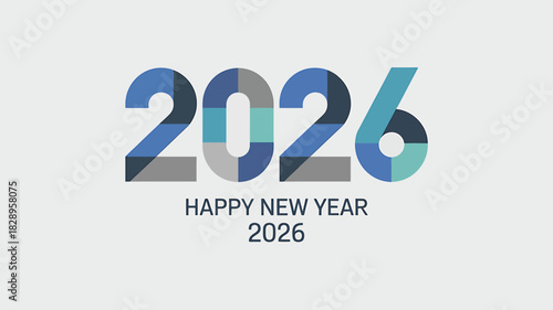Happy new year 2026 modern geometric segmented number design