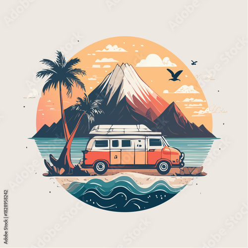 Coastal Adventure A Van Life Escape to Paradise with Mountains, Palm Trees, and Ocean Views