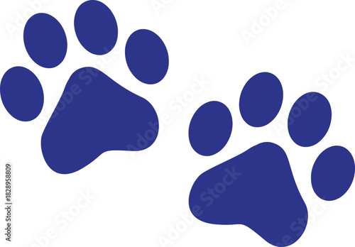 Paw Prints. Cute pets and Dogs pets paw print isolated on white background. Animal paw prints.