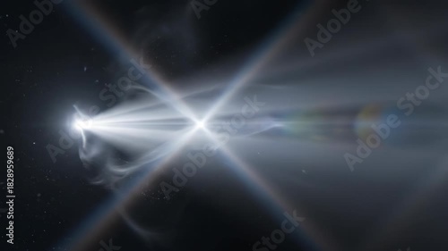 Dramatic stellar explosion animation with rainbow lens flare effects for science fiction or space exploration video concepts