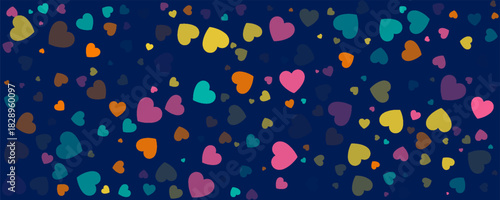 Cute hearts seamless pattern. Small hearts. Colorful pattern with small hearts on blue background. Template for greeting card Happy Valentines day, textile design, love concept. Vector illustration.