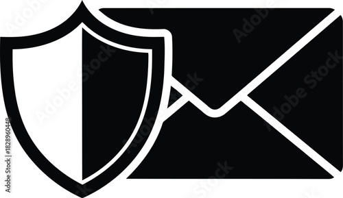 Digital security concept showing a protective shield icon overlapping an envelope, representing secure messaging and data privacy