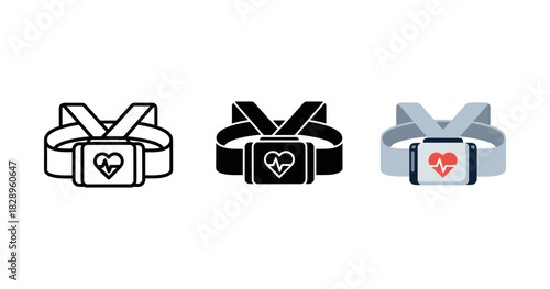 Heart rate monitor designs: outline, solid, color variations