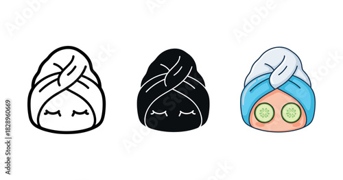 Female spa beauty icons: skincare and relaxation symbols