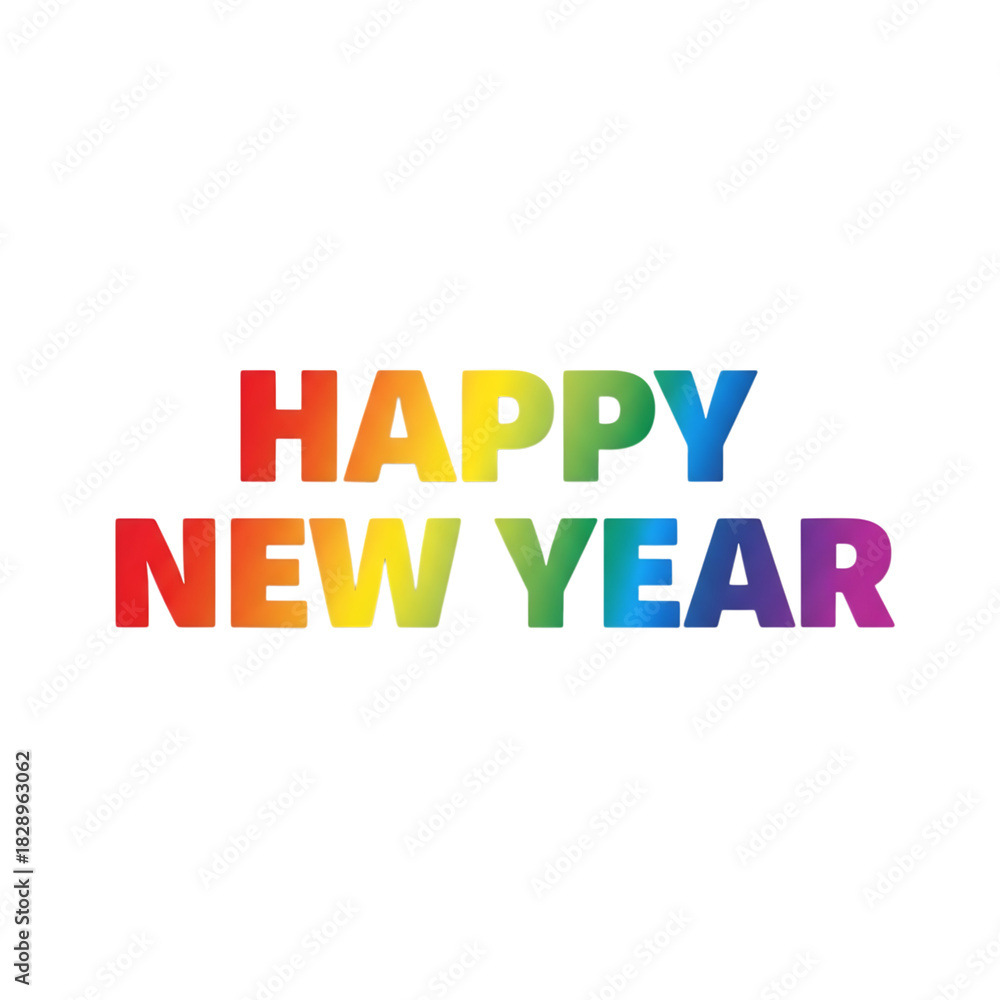 Fototapeta premium Rainbow happy new year text on black background for celebration