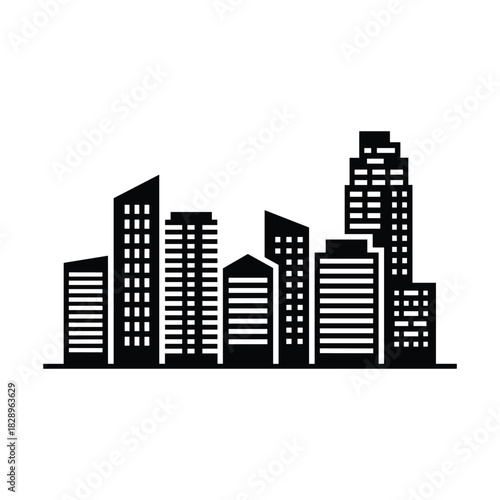 Modern City Skyline Silhouette Art