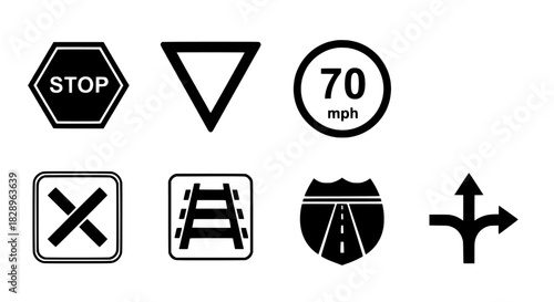 A versatile vector collection of essential road signs and traffic safety control symbols