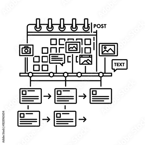Outline icon representing social media content planning and scheduling calendar