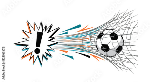 A dynamic comic book style illustration of a soccer ball hitting the back of the net to score a dramatic winning goal.