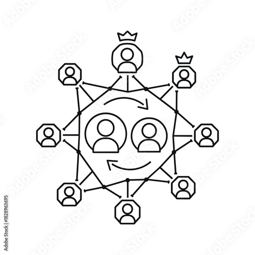 Network structure with central leader and follower hierarchy