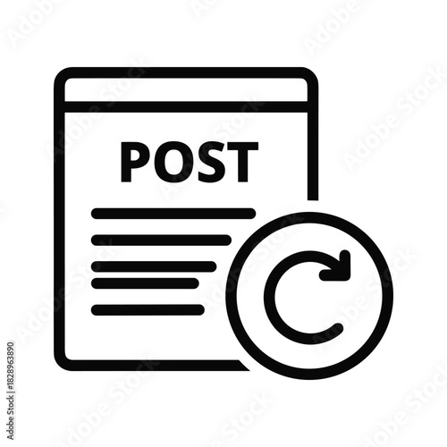 Black and white icon representing a post refresh or update action