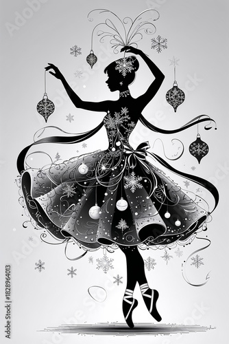 Christmas Ballerina coloring page