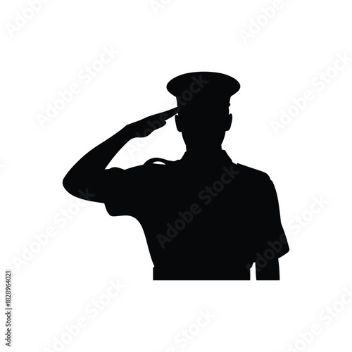 Saluting Military Officer Silhouette