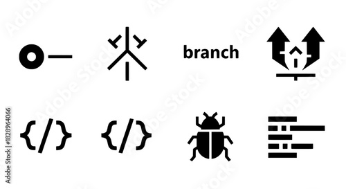 Code Development Branches, Bugs, and Brackets - Icon Set for Programmers