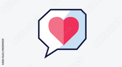 Heart symbol inside speech bubble Love and message communication concept isolated