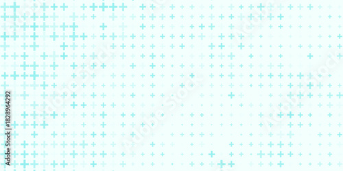 Medical healthcare seamless background. Green blue cross pattern. Repeating plus symbol wallpaper. Vector hospital pattern. Tech backdrop for presentation, banner, booklet, brochure, leaflet, poster