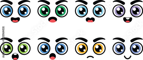 Collection of diverse cartoon eyes with expressive faces