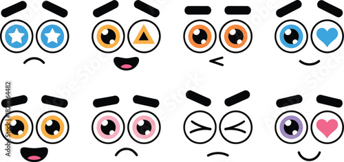 Collection of cartoon faces expressing various emotions