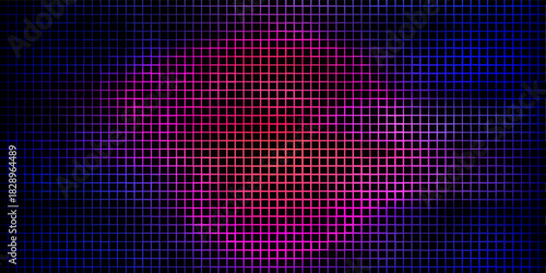 A vibrant digital pixel pattern featuring a seamless blend of pink and blue hues. the boxy elements create an abstract, geometric landscape.