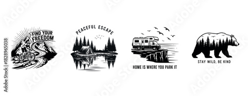 Adventure collection: biking mountains, tranquil camping, coastal rving, and inspiring wildlife