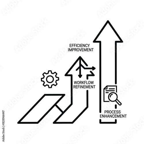 Line art diagram showing process improvement and workflow refinement