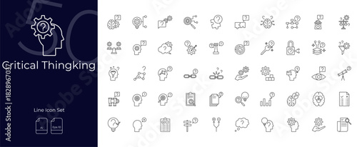Critical Thingking Line Editable Icons set