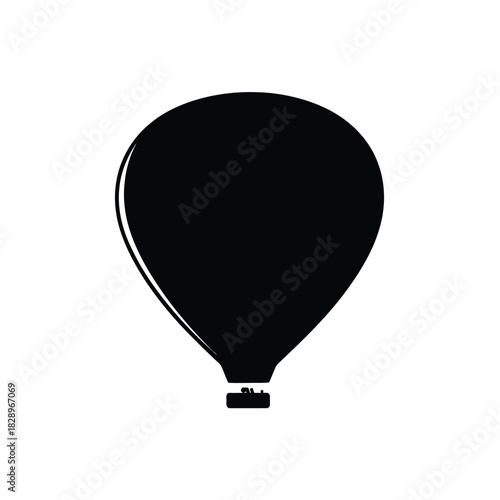 Silhouette of a hot air balloon on a white background Keywords: hot air balloon, airship, flight, travel, adventure