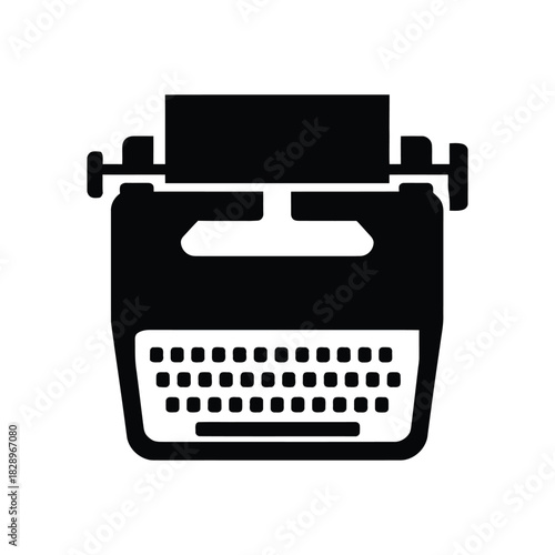 Vintage Typewriter Illustration Black and White