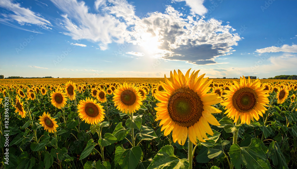 Fototapeta premium Sunflower Field Under Blue Sky