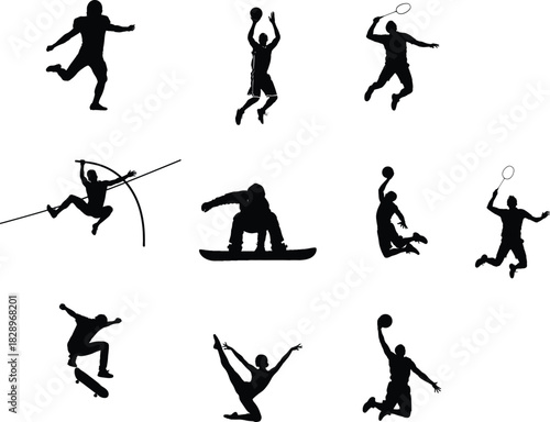 set of sport silhouettes vector 