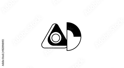 Abstract geometric logo design featuring a triangle and a semicircle.